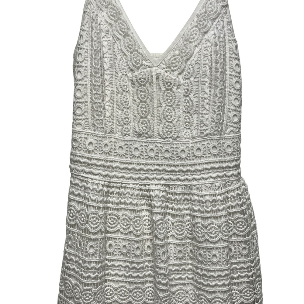 Abercrombie & Fitch White Crochet Lace Mini Dress XS V-Neck Smocked 159D0054 - Picture 4 of 10